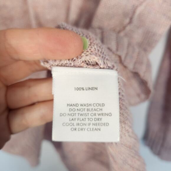 White + Warren Linen Lightweight V Neck Multicolor Pink Sweater XS Cozycore - Picture 4 of 7